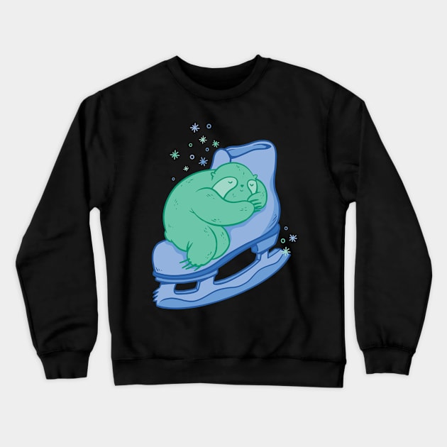 Ice Skate Sloth/ a Small Sloth Sleeping On An Ice Skate ice skating Crewneck Sweatshirt by franksuharkless